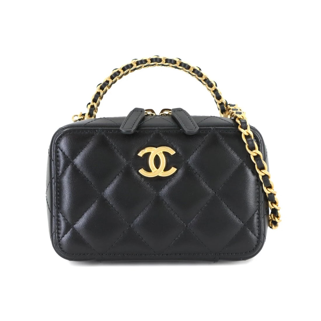 CHANEL MATELASSE CHAIN SHOULDER HAND BAG LEATHER BLACK PURSE: CHANEL Matelasse Chain Shoulder Hand Bag Leather Black Purse Brand: CHANEL Type: Shoulder Bag / Hand Bag Material: Leather Color: Black Size: W 5.31 inch, H 3.35 inch, D 2.36 inch Handle 5.5inch (