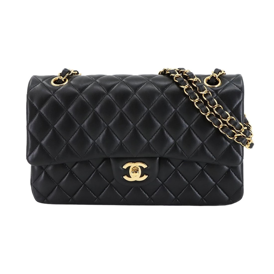 CHANEL MATELASSE 25 CHAIN SHOULDER BAG LEATHER BLACK (1 of 5)