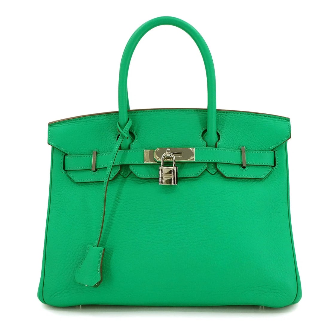 HERMES BIRKIN 30 TAURILLON CLEMENCE MENTHE HAND BAG PURSE GREEN: HERMES Birkin 30 Taurillon Clemence Menthe Hand Bag Purse Green Brand: HERMES Type: Hand Bag Material: Taurillon Clemence Color: Menthe Size: W 11.61 inch, H 9.65 inch, D 6.10 inch Handle 11inch (