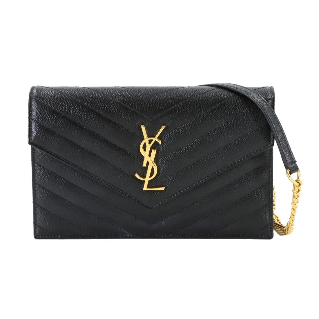 SAINT LAURENT CASSANDRE ENVELOPE CHAIN WALLET LEATHER BLACK: SAINT LAURENT Cassandre Envelope Chain Wallet Leather Black Brand: SAINT LAURENT PARIS Type: Chain Wallet Material: Leather Color: Black Size: W 7.48 inch, H 4.92 inch, D 1.77 inch Accessories: N