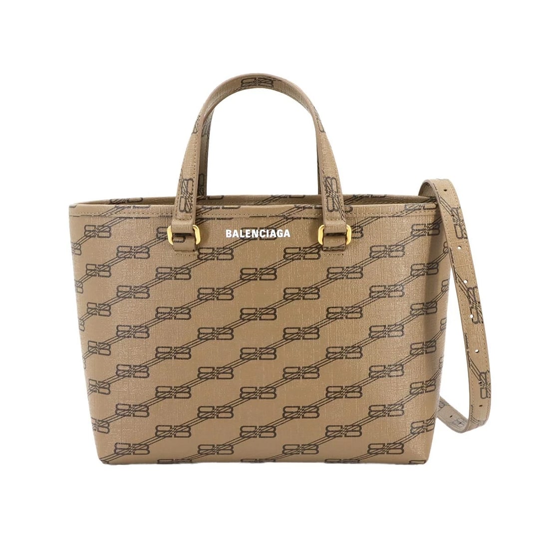 BALENCIAGA BB MONOGRAM HAND SHOULDER BAG PVC BROWN BLACK: BALENCIAGA BB Monogram Hand Shoulder Bag PVC Brown Black Brand: BALENCIAGA Type: Shoulder Bag / Hand Bag Material: PVC Color: Brown Size: W 9.06 inch, H 7.48 inch, D 3.94 inch Handle 10.2inch (26c