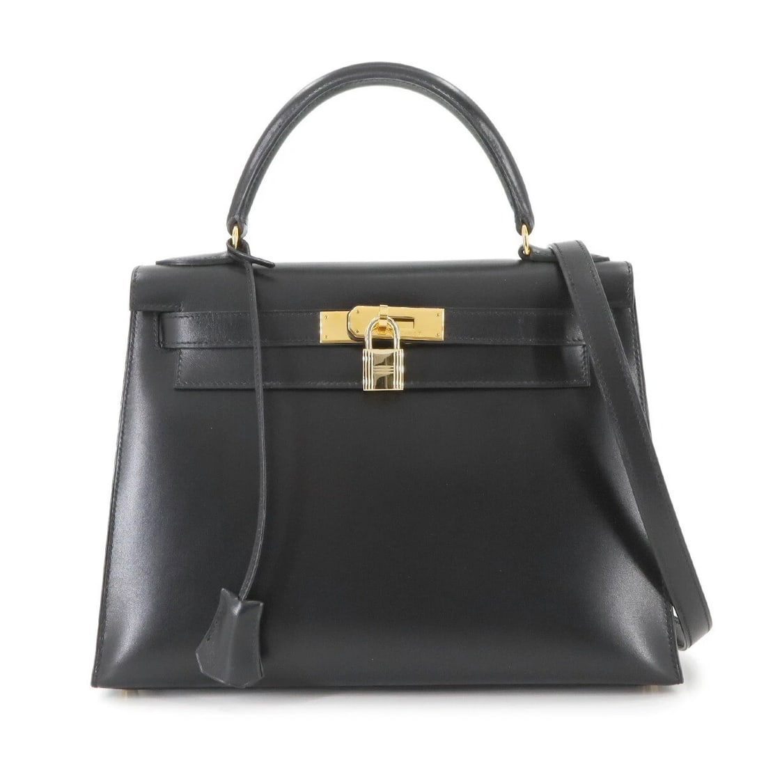 HERMES KELLY 28 2WAY HAND SHOULDER BAG BOX CARF BLACK PURSE: HERMES Kelly 28 2way Hand Shoulder Bag Box carf Black Purse Brand: HERMES Type: Hand Bag / Shoulder Bag Material: Box carf Color: Black Size: W 11.42 inch, H 8.27 inch, D 4.33 inch Handle 10.6inch