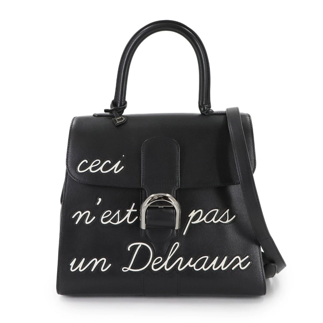 DELVAUX BRILLANT L'HUMOUR MM HAND SHOULDER BAG LEATHER NOIR: DELVAUX Brillant L'Humour MM Hand Shoulder Bag Leather Noir Brand: DELVAUX Type: Hand Bag / Shoulder Bag Material: Leather Color: Noir , White Size: W 11.02 inch, H 9.45 inch, D 5.91 inch