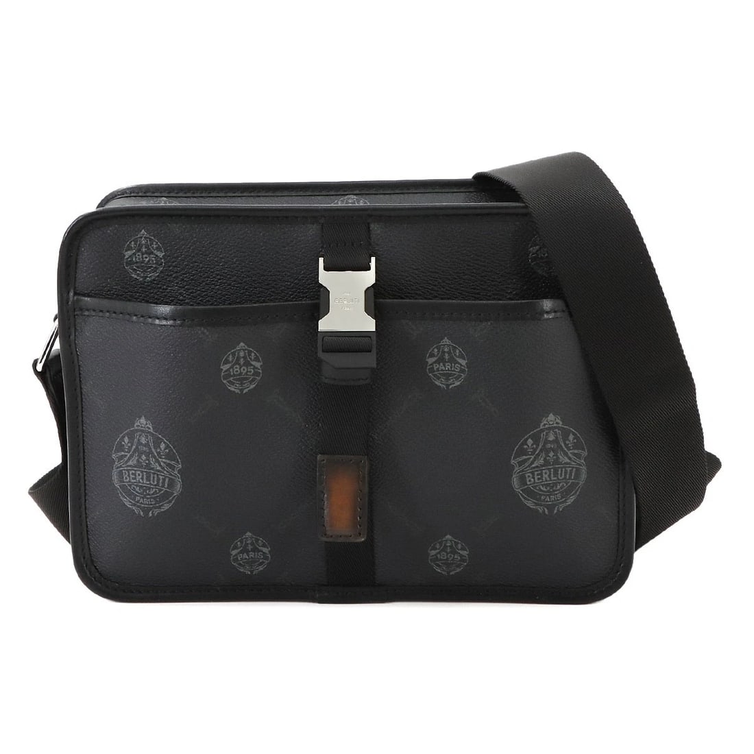 BERLUTI CRUISER SHOULDER BAG PVC LEATHER BLACK PURSE: Berluti Cruiser Shoulder Bag PVC Leather Black Purse Brand: Berluti Type: Shoulder Bag Material: PVC , Leather Color: Black Size: W 9.84 inch, H 7.09 inch, D 2.95 inch Shoulder (max.) 52inch (132c