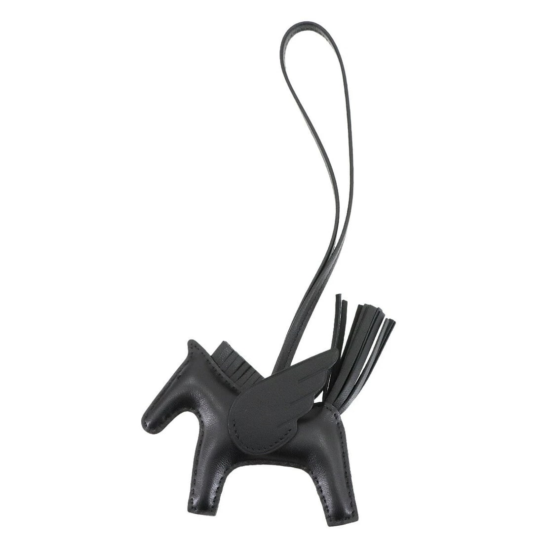 HERMES RODEO PEGASUS PM BAG CHARM AGNEAU SO BLACK: HERMES Rodeo Pegasus PM Bag Charm Agneau So Black Brand: HERMES Type: Bag Charm Material: Agneau Milo Color: Black Size: W4.1 inch x H2.8 inch Strap:6.7inch Accessories: None Accessories N