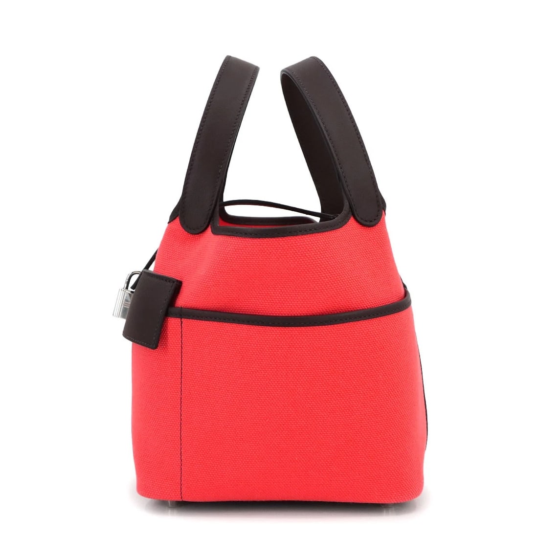 HERMES PICOTIN LOCK PM CARGO POCKETS TOILE GOELAND SWIFT ROSE: HERMES Picotin Lock PM Cargo Pockets Toile Goeland Swift Rose Brand: HERMES Type: Hand Bag Material: Toile Goeland , Veau Swift Color: Rose Texese , Rouge Sellier Size: W 7.09 inch, H 7.28 inch, D