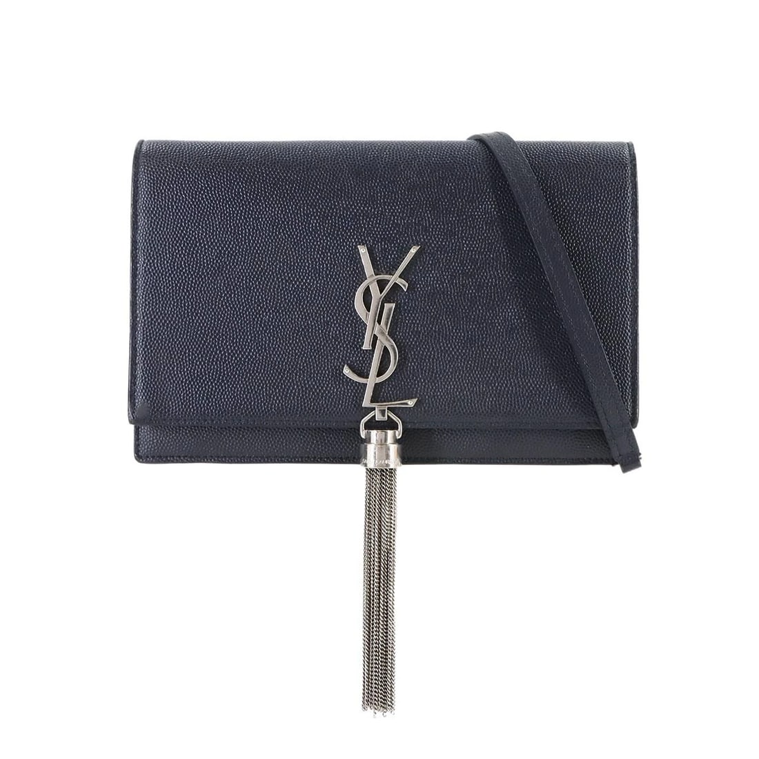 SAINT LAURENT KATE CHAIN LONG WALLET LEATHER NAVY: SAINT LAURENT Kate Chain Long Wallet Leather Navy Brand: SAINT LAURENT Type: Chain Wallet Material: Leather Color: Navy Size: W 7.48 inch, H 4.72 inch, D 1.57 inch Accessories: None Access