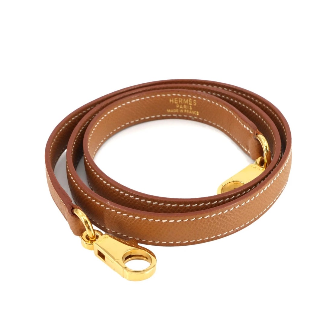 HERMES SHOULDER STRAP COUCHEVEL EPSOM LEATHER GOLD BROWN (1 of 3)