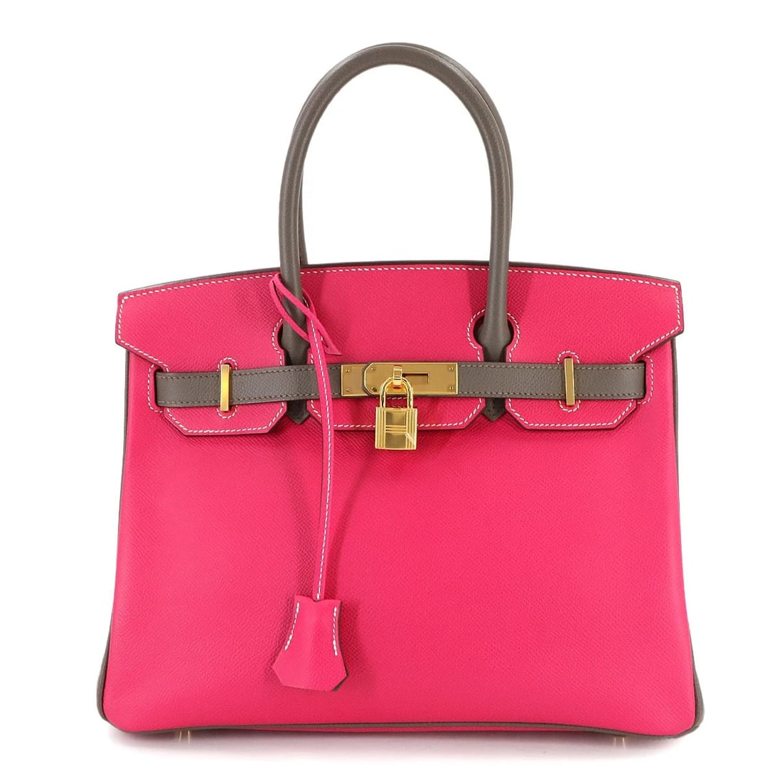 HERMES BIRKIN 30 HAND BAG EPSOM ROSE TYRIEN ETOUPE PURSE PINK: HERMES Birkin 30 Hand Bag Epsom Rose Tyrien Etoupe Purse Pink Brand: HERMES Type: Hand Bag Material: Veau Epsom Color: Rose Tyrien , Etoupe Size: W 11.81 inch, H 9.65 inch, D 6.10 inch Handle 11in