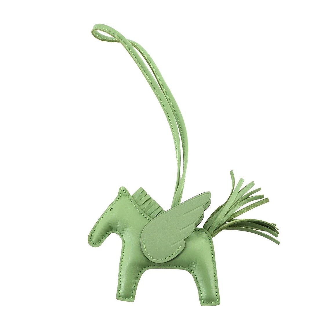HERMES RODEO PM BAG CHARM AGNEAU MILO VEAU SWIFT VERT: HERMES Rodeo PM Bag Charm Agneau Milo Veau Swift Vert Brand: HERMES Type: Bag Charm Material: Agneau Milo , Veau Swift Color: Vert Criquet Size: W4.9 x H3 inch strap: 6.9inch Accessories: None