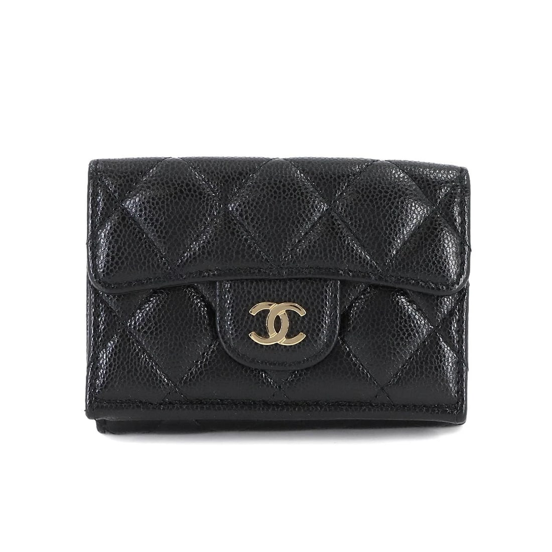 CHANEL MATELASSE COMPACT WALLET LEATHER BLACK PURSE (1 of 5)