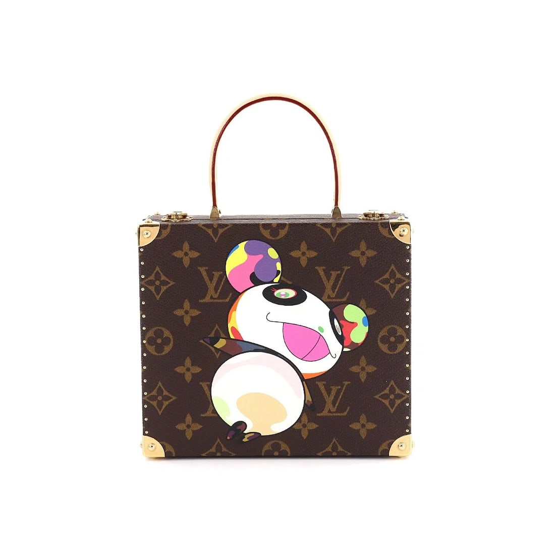LOUIS VUITTON MONOGRAM PANDA JEWELRY BOX CASE: LOUIS VUITTON Monogram Panda Jewelry Box Case Brand: LOUIS VUITTON Type: Jewelry Box Material: Monogram Canvas Color: Monogram Size: W 7.09 inch, H 6.10 inch, D 2.76 inch Handle 6.3inch Accessori
