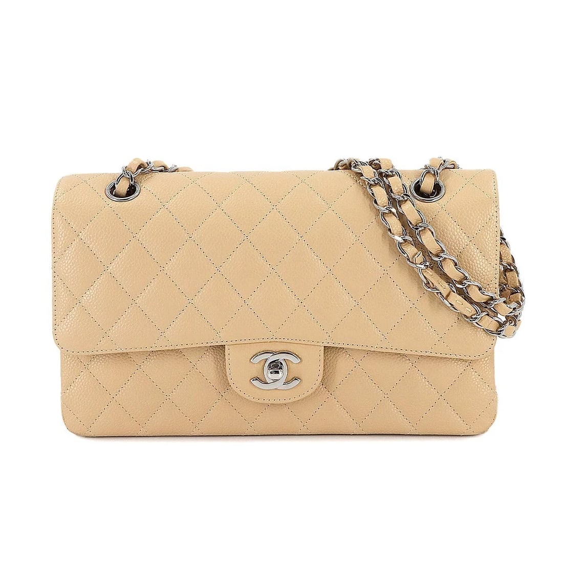 CHANEL MATELASSE 25 CHAIN SHOULDER BAG LEATHER BEIGE (1 of 6)