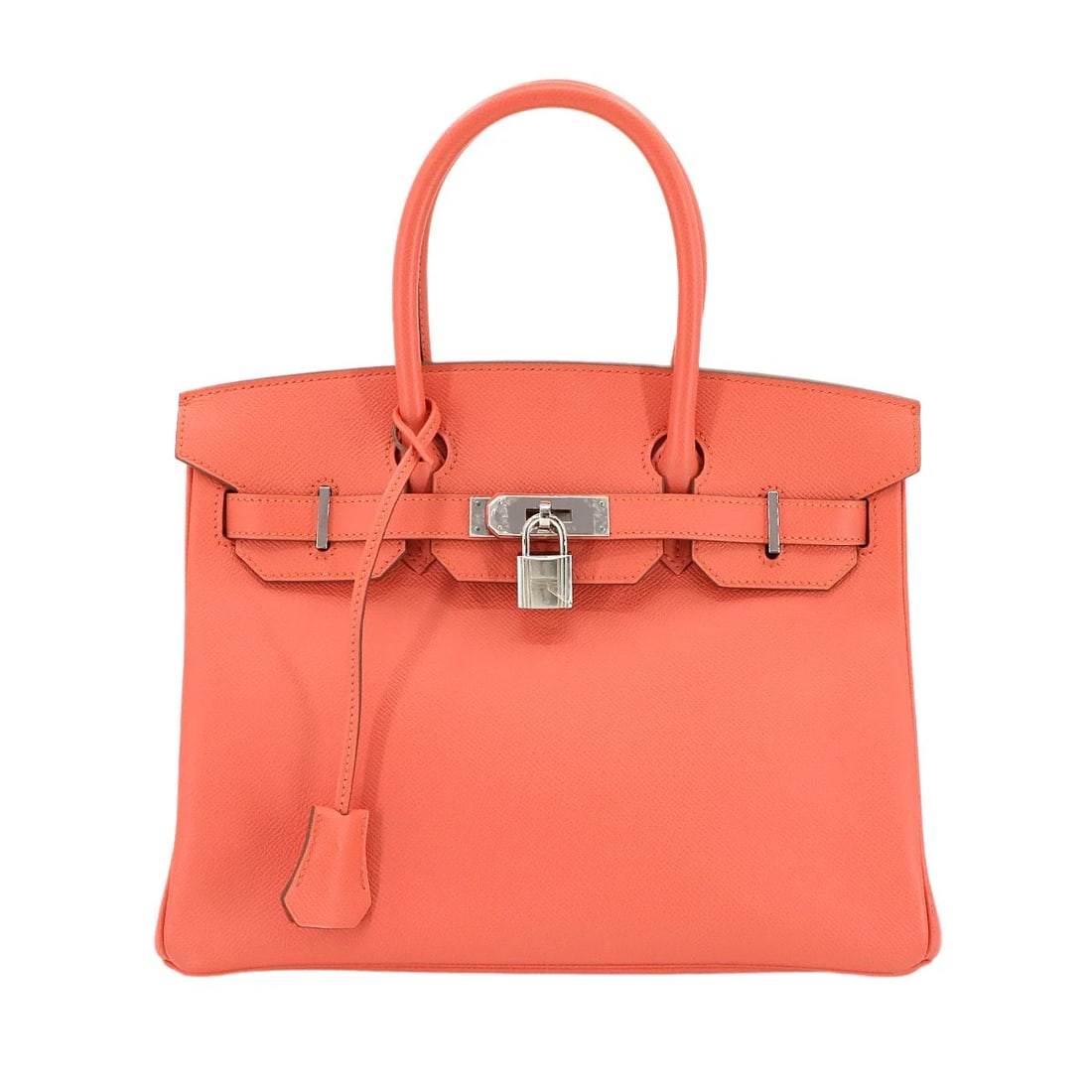 HERMES BIRKIN 30 EPSOM FLAMINGO HAND BAG PURSE PINK: HERMES Birkin 30 Epsom Flamingo Hand Bag Purse Pink Brand: HERMES Type: Hand Bag Material: Veau Epsom Color: Flamingo Size: W 11.81 inch, H 9.65 inch, D 6.30 inch Handle 11inch (28cm) Accessories