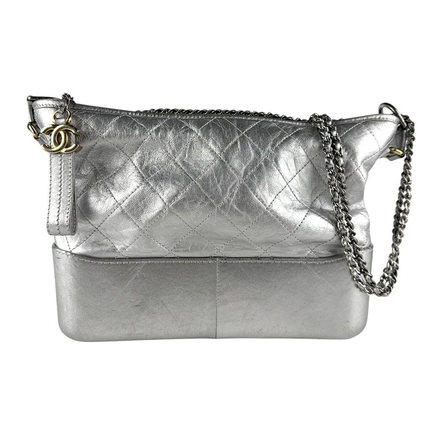 CHANEL GABRIELLE SHOULDER BAG SILVER/GOLD LEATHER (1 of 11)
