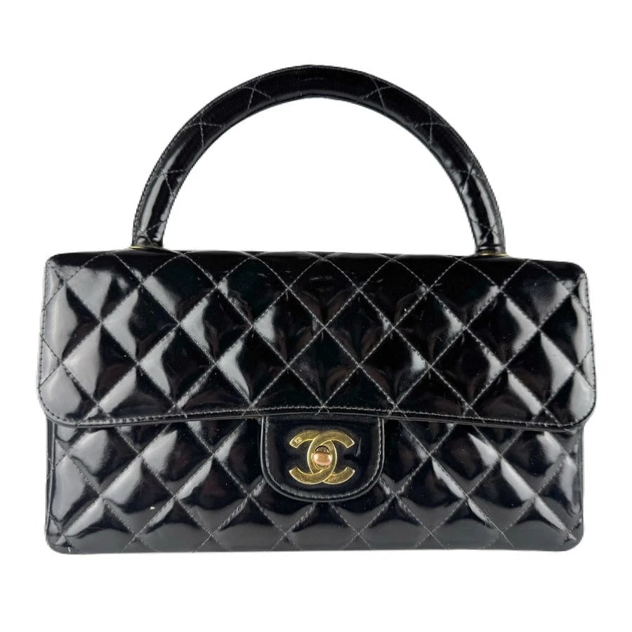 CHANEL MATELASSE HANDBAG BLACK/GOLD PATENT: CHANEL Matelasse Handbag Black/Gold Patent Brand: CHANEL Type: Handbag Material: Patent Leather Color: Black Size: W:25cmx H:15cmx D:7cm Handle Length:32cm Accessories: None Accessories No