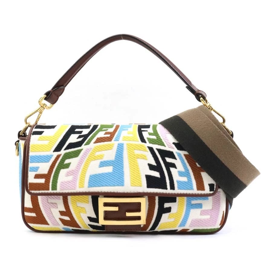 FENDI MAMMA BAGUETTE HANDBAG SHOULDER BAG: FENDI Mamma Baguette Handbag Shoulder Bag Brand: FENDI Type: Handbag Material: canvas Color: Multicolor Size: W:10.6inx H:6.5inx D:2.4in Handle Length:14.6in Shoulder Length: 37.4in Accessories: