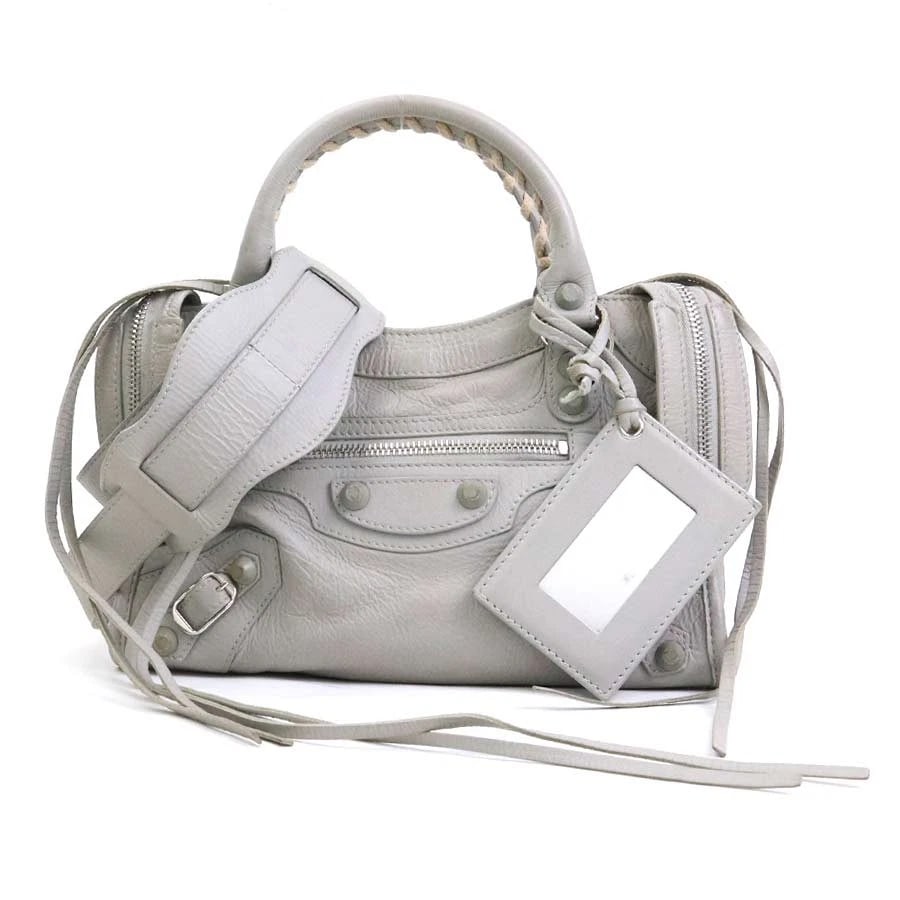 BALENCIAGA CLASSIC MINI CITY HANDBAG SHOULDER BAG: BALENCIAGA Classic Mini City Handbag Shoulder Bag Brand: BALENCIAGA Type: Handbag Material: leather Color: Light Gray Size: W:24cmx H:14.5cmx D:6cm Handle Length:22cm Shoulder Length:?Max? 114cm