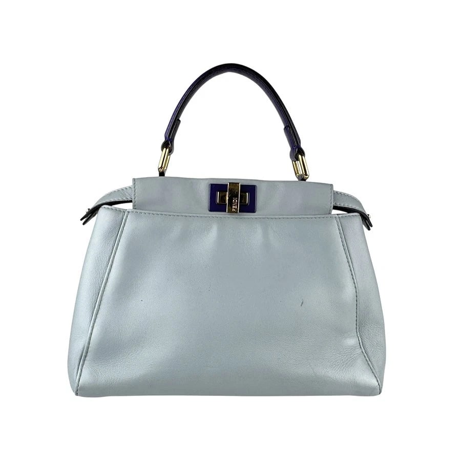 FENDI PEEKABOO MINI HANDBAG CROSSBODY SHOULDER BAG: FENDI Peekaboo Mini Handbag Crossbody Shoulder Bag Brand: FENDI Type: Handbag Material: Leather Color: Light Blue / Purple Size: W:23cmx H:19cmx D:10cm Handle Length:23cm Shoulder Length: 134cm A