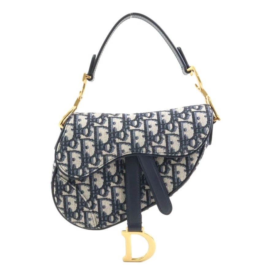 CHRISTIAN DIOR SADDLE BAG HANDBAG NAVY CANVAS: Christian Dior Saddle Bag Handbag Navy Canvas Brand: Christian Dior Type: Handbag Material: canvas Color: Navy Size: W:6.9inx H:5.9inx D:2.0in Handle Length:13.4in Accessories: None Access