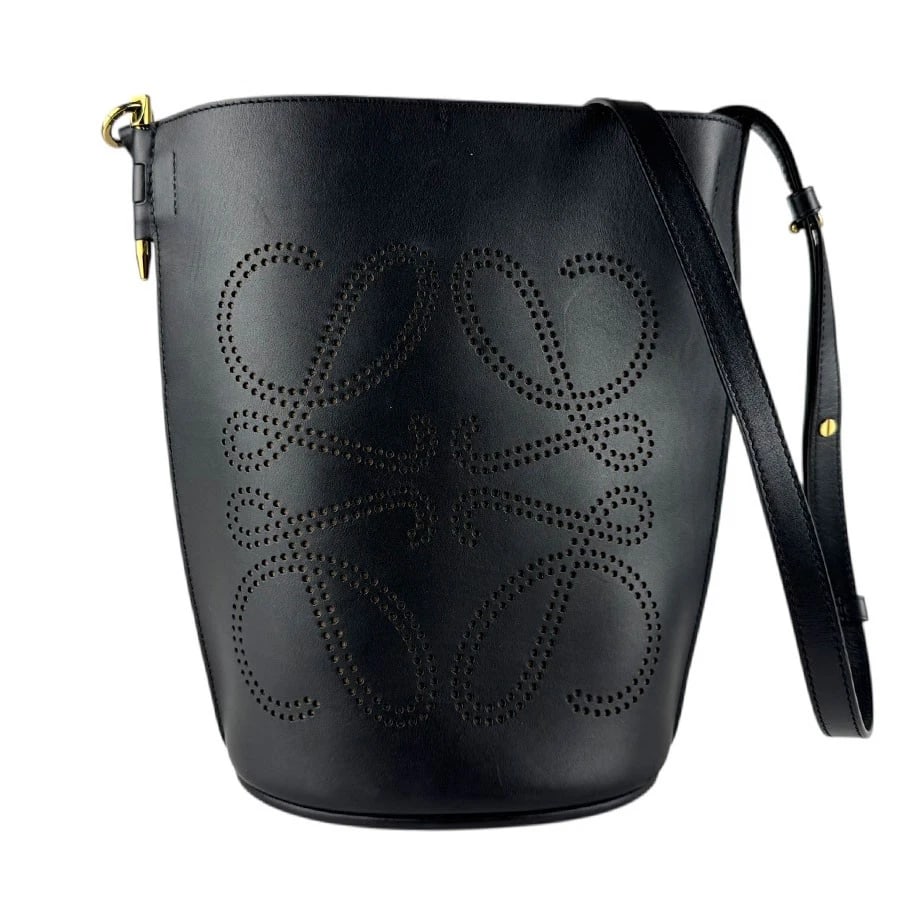 LOEWE GATE BUCKET SHOULDER BAG: LOEWE Gate Bucket Shoulder Bag Brand: LOEWE Type: Shoulder Bag Material: Leather Color: Black Size: W:7.1inx H:11.0inx D:5.1in Shoulder Length: 39.4in Accessories: None Accessories Notice: