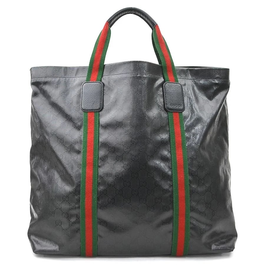 GUCCI HANDBAG TOTE BAG BLACK PVC: GUCCI Handbag Tote Bag Black PVC Brand: GUCCI Type: Handbag Material: PVC Color: Black Size: W:15.4inx H:14.6inx D:6.7in Handle Length:15.4in Accessories: None Accessories Notice: When pur