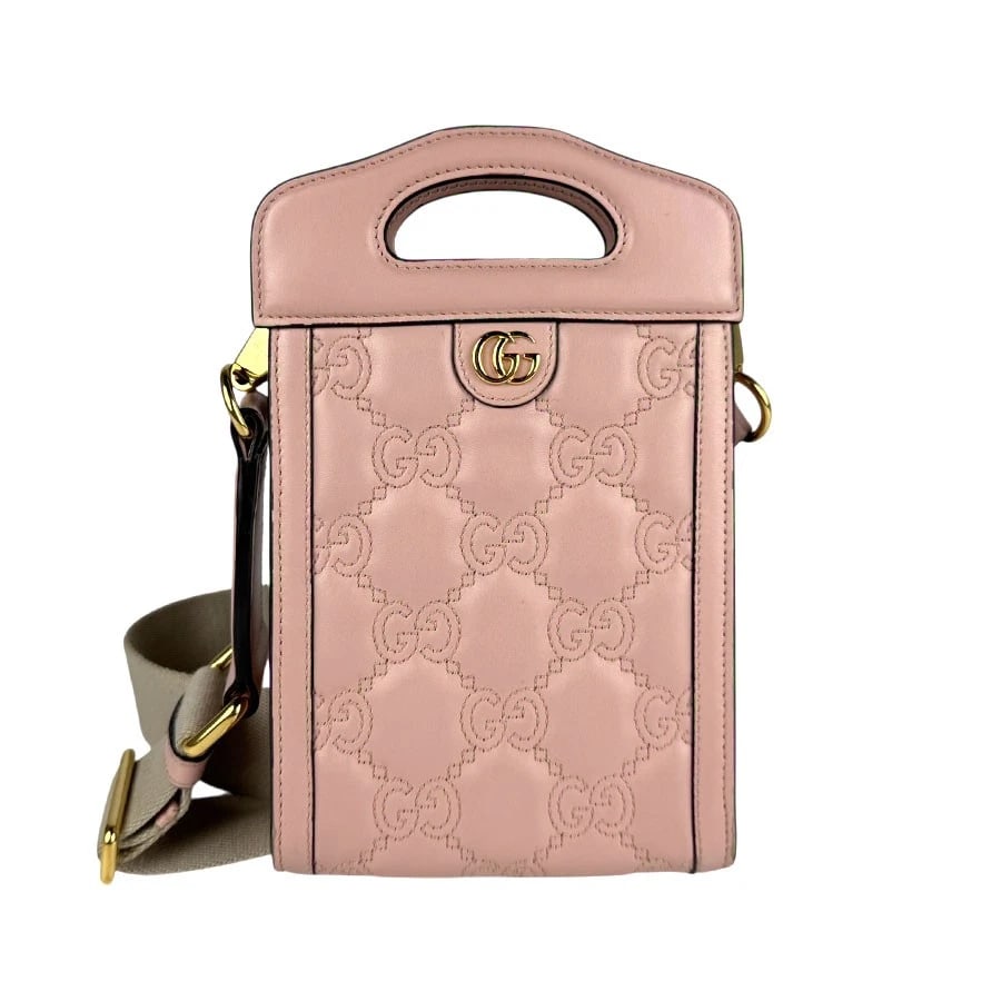 GUCCI GG MARMONT CROSSBODY SHOULDER BAG: GUCCI GG Marmont Crossbody Shoulder Bag Brand: GUCCI Type: Shoulder Bag Material: leather Color: Pink Size: W:5.1inx H:7.1inx D:1.2in Handle Length:3.9in Shoulder Length: 48.4in Accessories: None