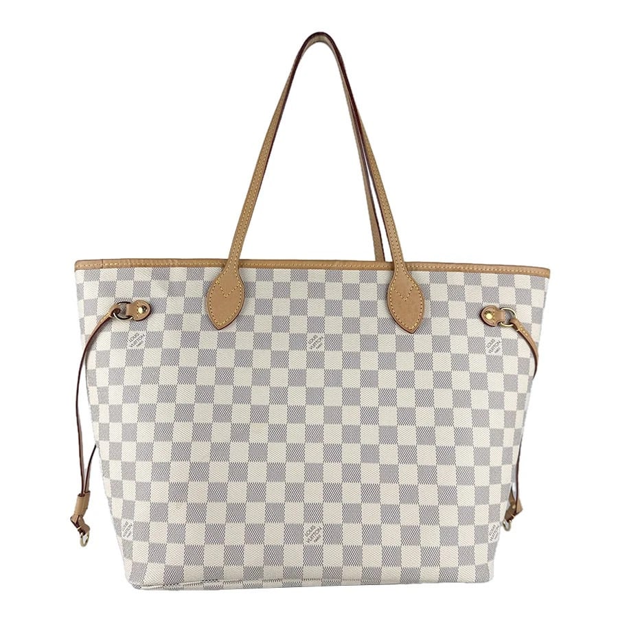 LOUIS VUITTON DAMIER AZUR NEVERFULL MM TOTE SHOULDER BAG: LOUIS VUITTON Damier Azur Neverfull MM Tote Shoulder Bag Brand: LOUIS VUITTON Type: Shoulder Bag Material: Damier Azur Canvas Color: Azur Size: W:12.2inx H:11.0inx D:6.3in Shoulder Length: 19.7in