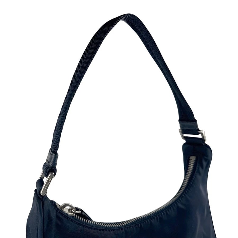 PRADA HANDBAG NAVY NYLON/SILVERTONE - 10