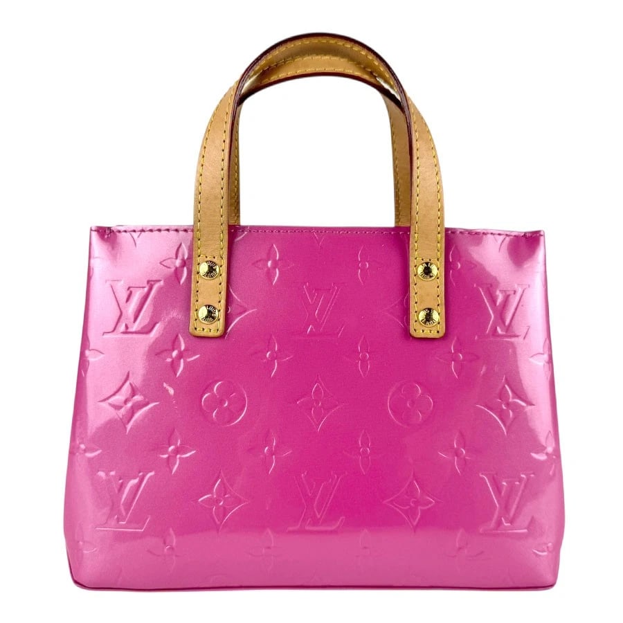 LOUIS VUITTON VERNIS LV REMIX READE PM HANDBAG: LOUIS VUITTON Vernis LV Remix Reade PM Handbag Brand: LOUIS VUITTON Type: Handbag Material: Monogram Vernis Color: Neon Pink Size: W:8.3inx H:5.9inx D:3.9in Handle Length:9.4in Shoulder Length: 46