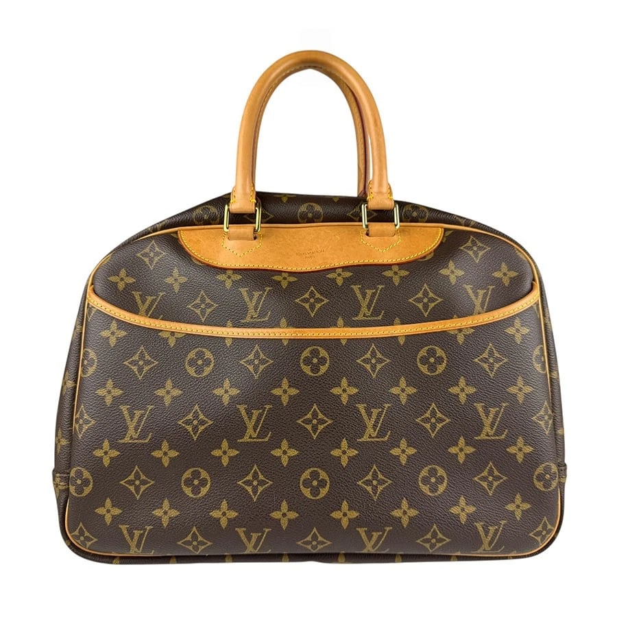 LOUIS VUITTON MONOGRAM DEAUVILLE HANDBAG: LOUIS VUITTON Monogram Deauville Handbag Brand: LOUIS VUITTON Type: Handbag Material: Monogram canvas Color: Brown Size: W:12.2inx H:10.2inx D:5.1in Handle Length:14.6in Accessories: None