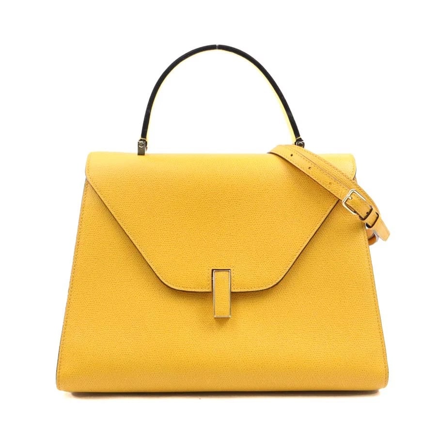 VALEXTRA ISIDE MEDIUM HANDBAG SHOULDER BAG: Valextra Iside Medium Handbag Shoulder Bag Brand: Valextra Type: Handbag Material: leather Color: Yellow Size: W:12.2inx H:9.1inx D:5.9in Handle Length:11.8in Shoulder Length: 39.4in Accessories: