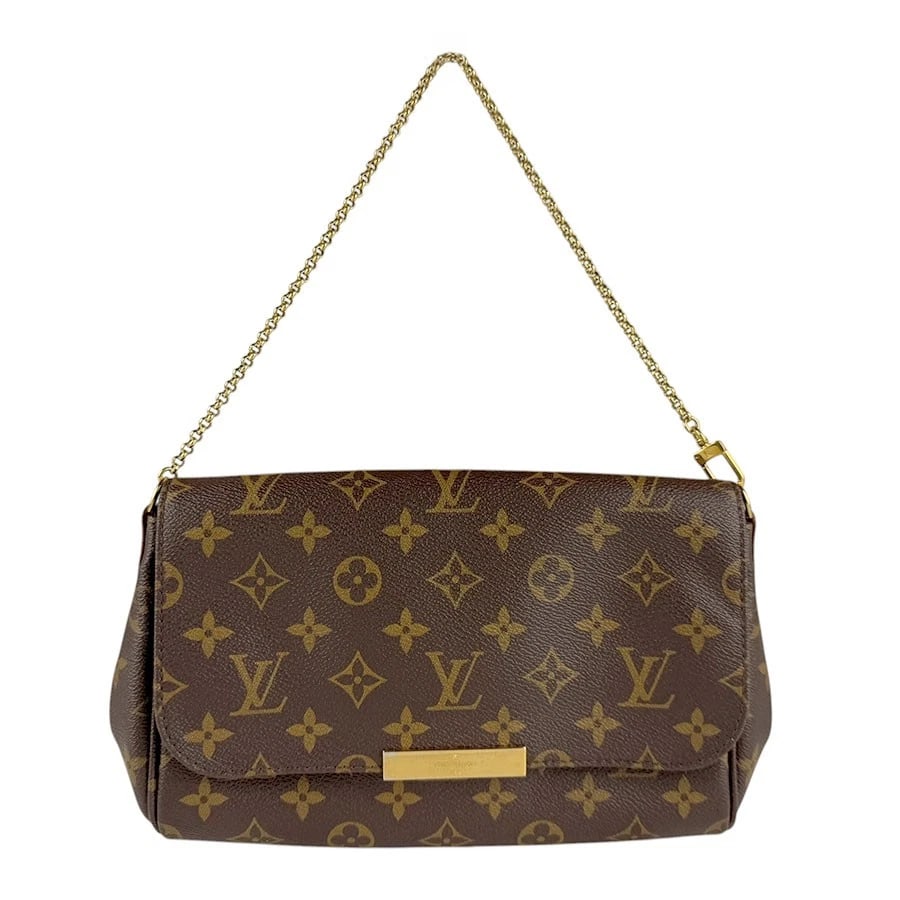 LOUIS VUITTON MONOGRAM FAVORITE MM SHOULDER BAG: LOUIS VUITTON Monogram Favorite MM Shoulder Bag Brand: LOUIS VUITTON Type: Shoulder Bag Material: Monogram Canvas Color: Brown Size: W:9.4inx H:6.3inx D:1.6in Handle Length:17.7in Shoulder Length: