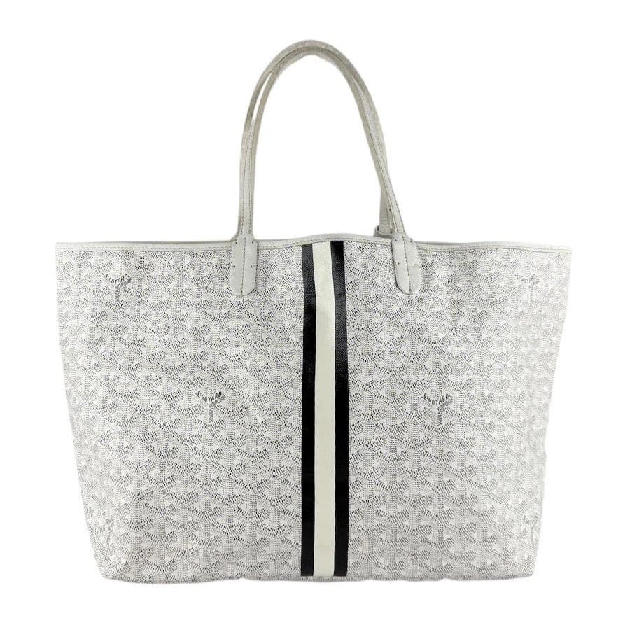 GOYARD SAINT LOUIS PM HANDBAG TOTE BAG: GOYARD Saint Louis PM Handbag Tote Bag Brand: GOYARD Type: Handbag Material: PVC Coated Canvas Color: White Size: W:13.0inx H:10.6inx D:5.9in Shoulder Length: 16.5in Accessories: None Acce