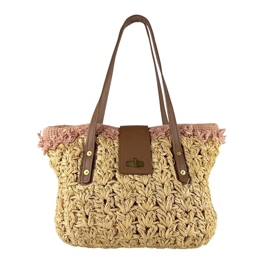 CHANEL SHOULDER BAG BEIGE/BROWN RAFFIA/LEATHER (1 of 11)