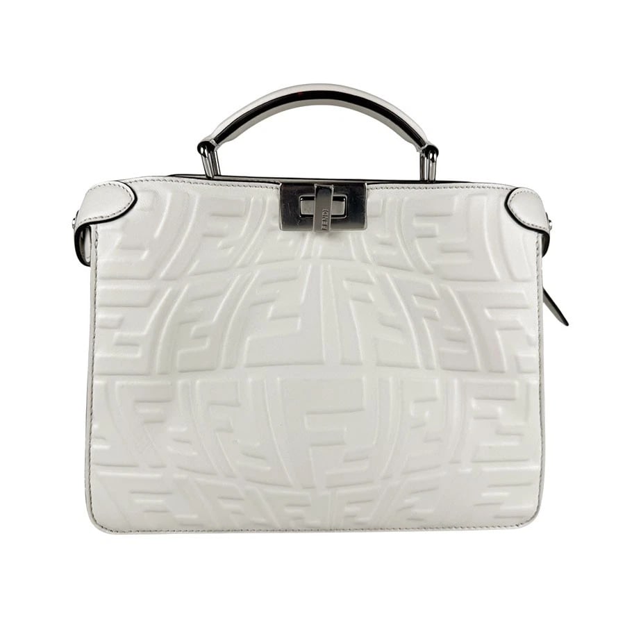 FENDI PEEKABOO ISEEU HANDBAG SHOULDER BAG: FENDI Peekaboo IseeU Handbag Shoulder Bag Brand: FENDI Type: Handbag Material: leather Color: White Size: W:8.7inx H:7.9inx D:3.5in Handle Length:7.9in Shoulder Length: 43.3in Accessories: None