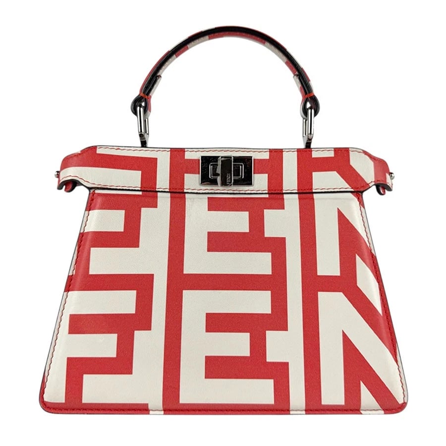 FENDI ×MARC JACOBS PEEKABOO ISEEU PETIT HANDBAG SHOULDER BAG: FENDI ×MARC JACOBS Peekaboo IseeU Petit Handbag Shoulder Bag Brand: FENDI Type: Handbag Material: leather Color: Red X White Size: W:7.9inx H:5.9inx D:3.5in Handle Length:8.7in Shoulder Length: 4