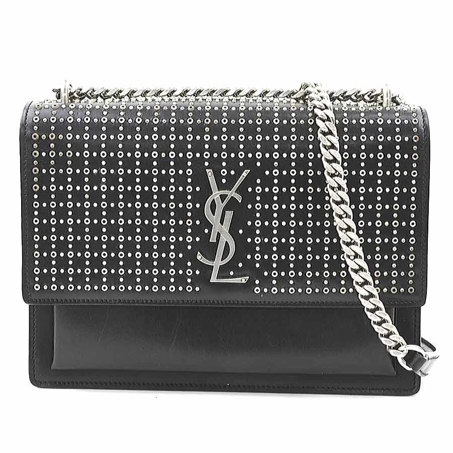 SAINT LAURENT CHAIN SHOULDER BAG BLACK/SILVER: SAINT LAURENT Chain Shoulder Bag Black/Silver Brand: SAINT LAURENT Type: Shoulder Bag Material: leather Color: Black / Silver Size: W:8.5inx H:5.9inx D:2.8in Shoulder drop:20.9in Accessories: Non