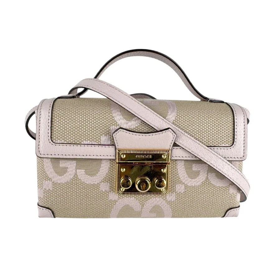 GUCCI PADLOCK MINI SHOULDER BAG HANDBAG BEIGE: GUCCI Padlock Mini Shoulder Bag Handbag Beige Brand: GUCCI Type: Shoulder Bag Material: canvas Color: Beige X Pink Size: W:7.1inx H:4.3inx D:2.0in Handle Length:7.5in Shoulder Length: 43.3in Acce