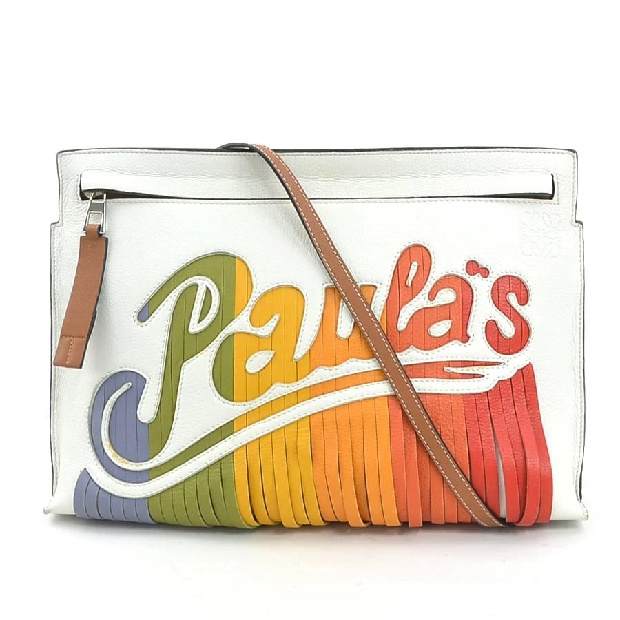 LOEWE PAULA'S IBIZA CROSSBODY SHOULDER BAG: LOEWE Paula's Ibiza Crossbody Shoulder Bag Brand: LOEWE Type: Crossbody Shoulder Bag Material: leather Color: Multicolor Size: W:11.4inx H:8.1inx D:2.0in Shoulder Length: 20.5in Accessories: None