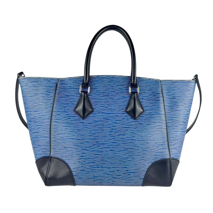 LOUIS VUITTON EPI DENIM PHOENIX MM HANDBAG SHOULDER BAG: LOUIS VUITTON Epi Denim Phoenix MM Handbag Shoulder Bag Brand: LOUIS VUITTON Type: Handbag Material: Epi Leather Color: Blue X Black Size: W:11.0inx H:10.2inx D:5.5in Handle Length:15.7in Shoulder