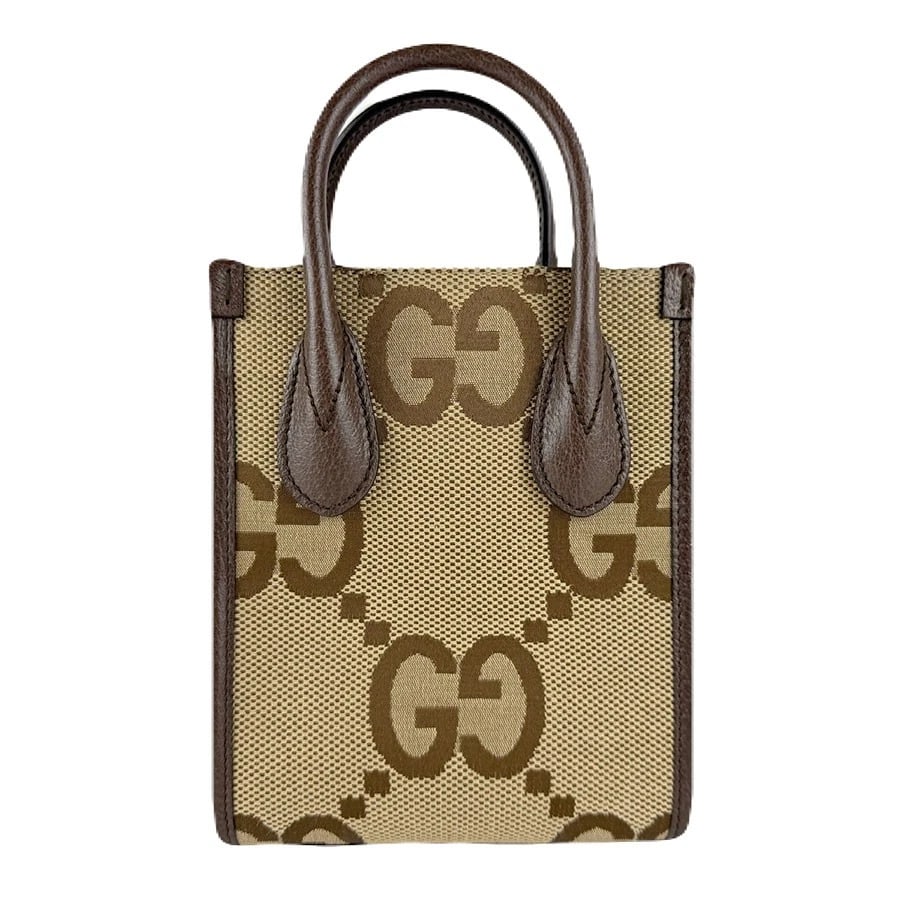 GUCCI JUMBO GG MINI TOTE HANDBAG CROSSBODY SHOULDER BAG: GUCCI Jumbo GG Mini Tote Handbag Crossbody Shoulder Bag Brand: GUCCI Type: Handbag Material: Canvas x Leather Color: Brown / Green / Red Size: W:6.3inx H:7.9inx D:1.6in Handle Length:9.1in Shoulde