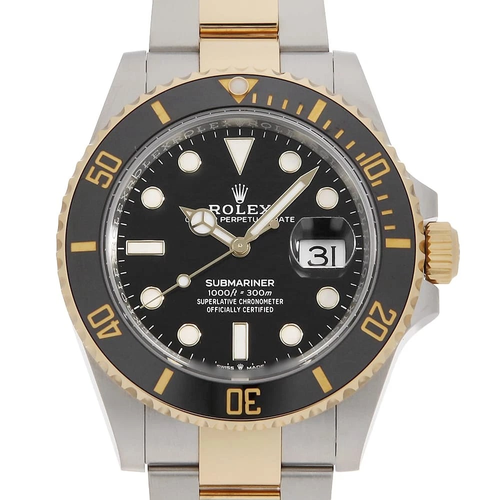 ROLEX SUBMARINER DATE BLACK WATCH: ROLEX SUBMARINER Date black Watch Brand: ROLEX Type: Wrist watch Material: Band Material Stainless Steel/Yellow Gold, Case Material Stainless Steel/Yellow Gold Color: Dial Color Black Size: Band S