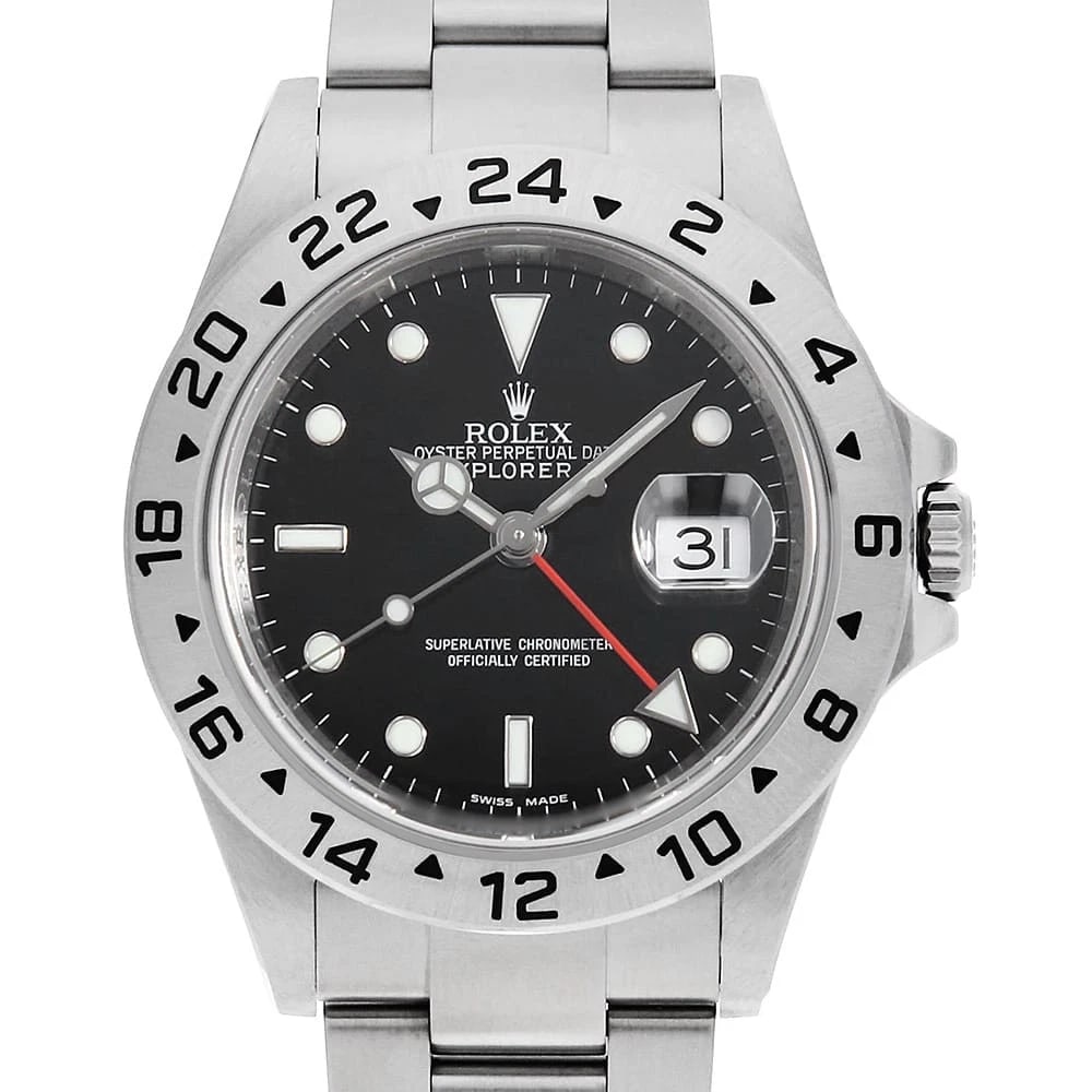 ROLEX EXPLORER BLACK WATCH: ROLEX Explorer black Watch Brand: ROLEX Type: Wrist watch Material: Band Material Stainless Steel, Case Material Stainless Steel Color: Dial Color Black Size: Band Size 18cm (7.1inch), Case Size C