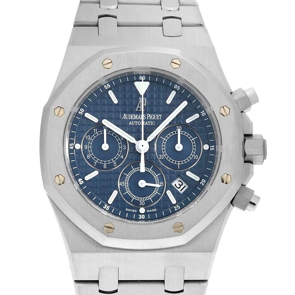 AUDEMARS PIGUET ROYAL OAK CHRONOGRAPH WATCH: AUDEMARS PIGUET Royal Oak Chronograph Watch Brand: AUDEMARS PIGUET Type: Wrist watch Material: Band Material Stainless Steel, Case Material Stainless Steel Color: Dial Color Blue Size: Band Size 1