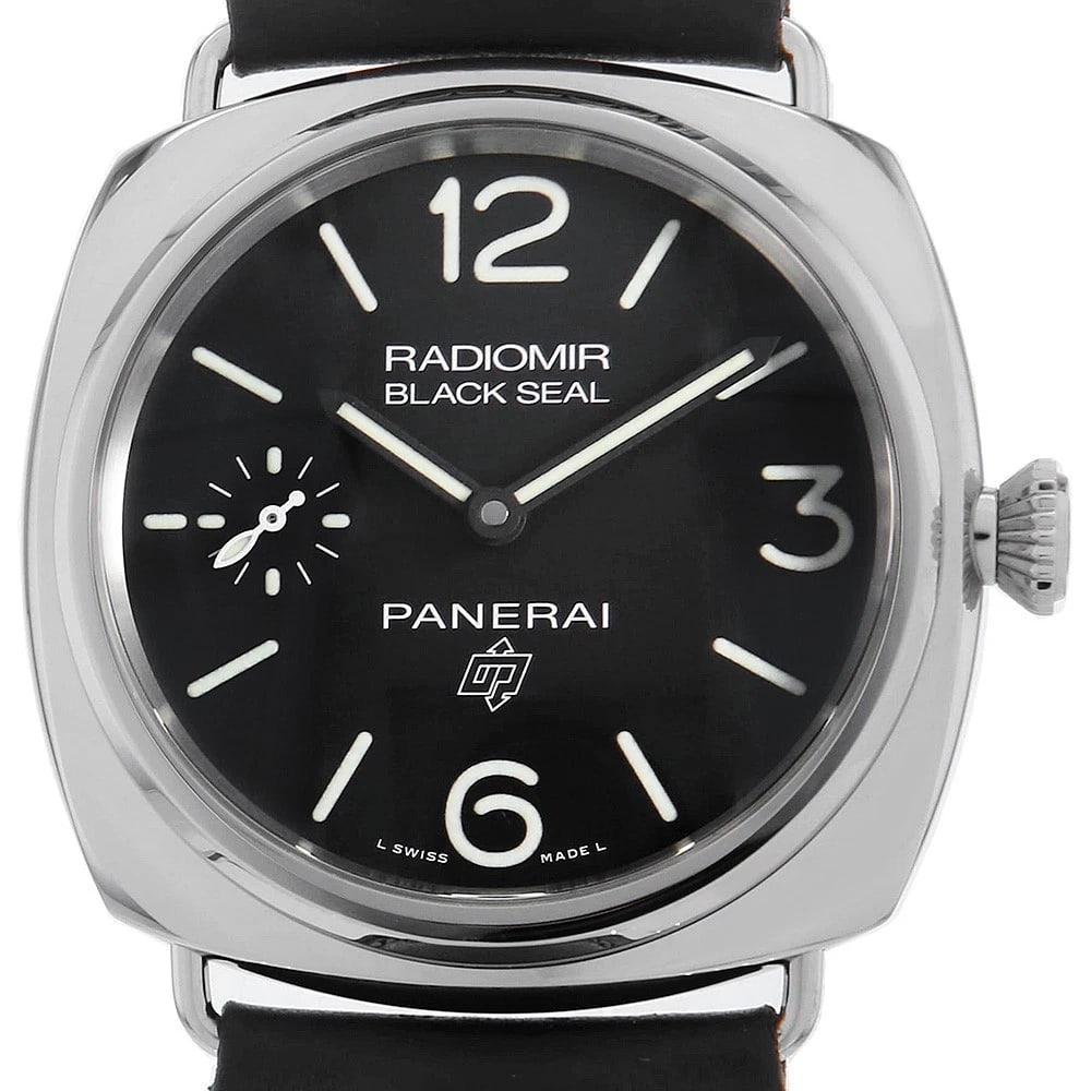 PANERAI RADIOMIR BLACK SEAL WATCH: PANERAI Radiomir Black Seal Watch Brand: PANERAI Type: Wrist watch Material: Band Material Calfskin, Case Material Stainless Steel Color: Dial Color Black Size: Band Size NONE, Case Size Case:W45m