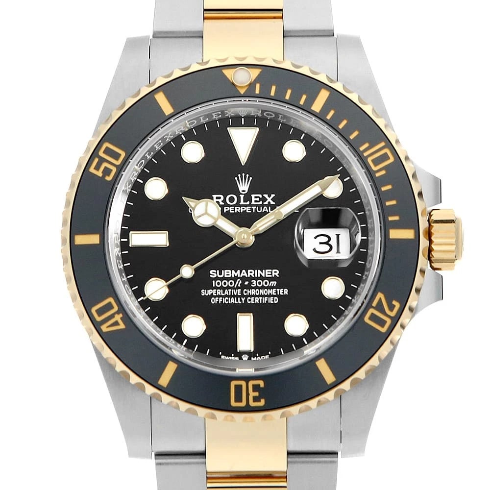 ROLEX SUBMARINER DATE BLACK WATCH: ROLEX SUBMARINER Date black Watch Brand: ROLEX Type: Wrist watch Material: Band Material Stainless Steel/Yellow Gold, Case Material Stainless Steel/Yellow Gold Color: Dial Color Black Size: