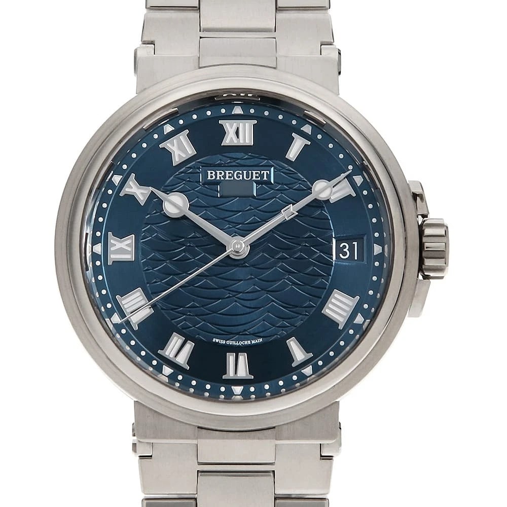 BREGUET MARINE WATCH: Breguet Marine Watch Brand: Breguet Type: Wrist watch Material: Band Material White Gold, Case Material White Gold Color: Dial Color Blue Size: Band Size 18cm (7.1inch), Case Size Case:W40mm