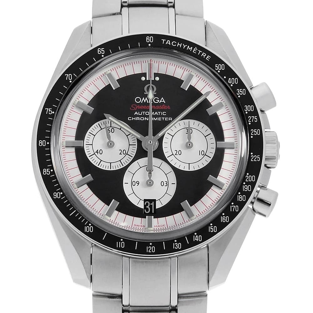 OMEGA SPEEDMASTER RACING M SCHUMACHER WATCH: OMEGA Speedmaster Racing M Schumacher Watch Brand: OMEGA Type: Wrist watch Material: Band Material Stainless Steel, Case Material Stainless Steel Color: Dial Color Black and Silver Size: Band Size