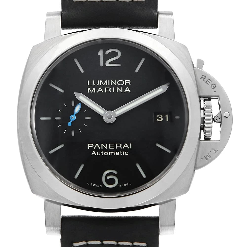 PANERAI LUMINOR MARINA W WATCH: PANERAI Luminor Marina W Watch Brand: PANERAI Type: Wrist watch Material: Band Material Calfskin, Case Material Stainless Steel Color: Dial Color Black Size: Band Size NONE, Case Size